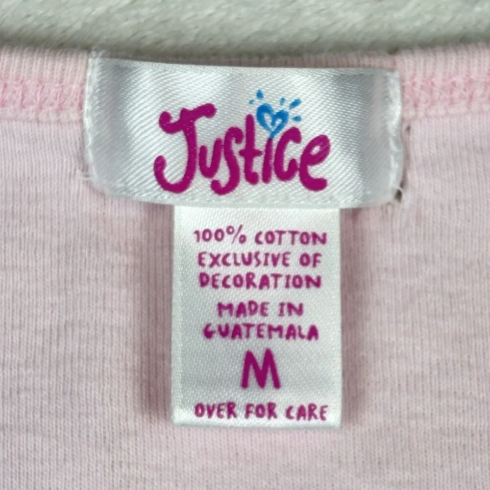 Vintage Y2K Justice Shirt Girls M Pink Boho Medallion VNeck Twee Coquette Fairy